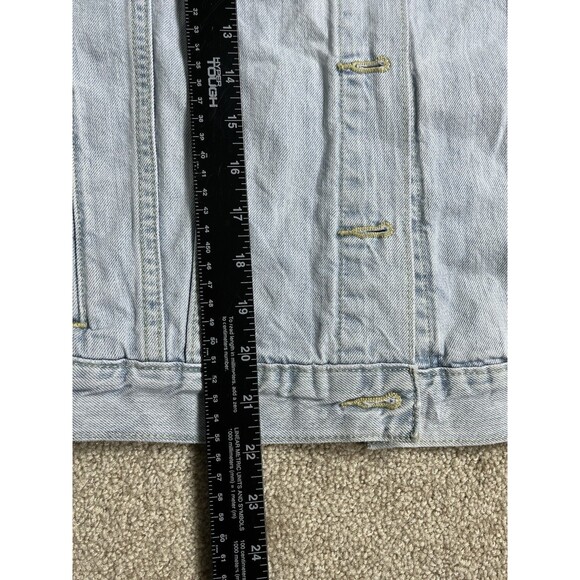 Levi’s‎ Women’s L cotton denim jacket white embroidered flowers Light Wash Blue - Picture 11 of 13